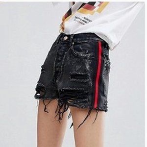 Signature8 Black Destructed Denim Jean Shorts
